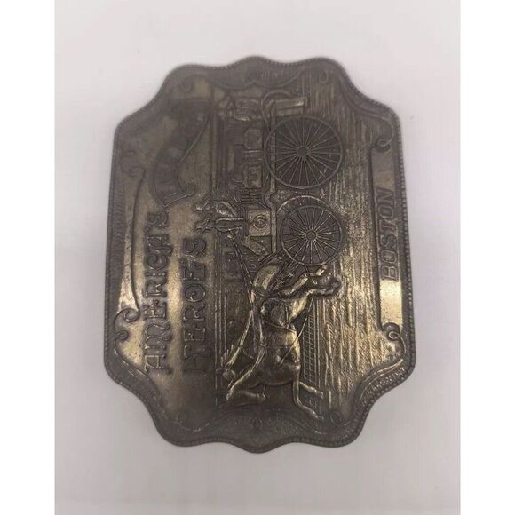 VINTAGE AMERICA'S HEROE'S NEVADA FIRE DEPT BRASS BELT BUCKLE - Picture 2 of 6
